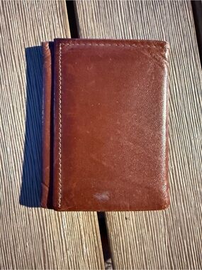 Vintage Amity Cowhide Leather Wallet Made in USA Brown Trifold Wallet
